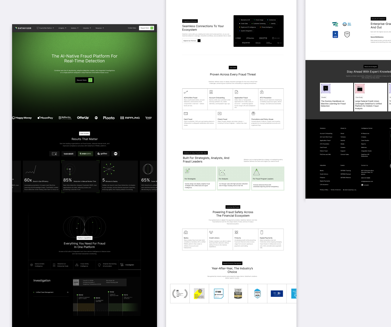 DataVisor website long page layout